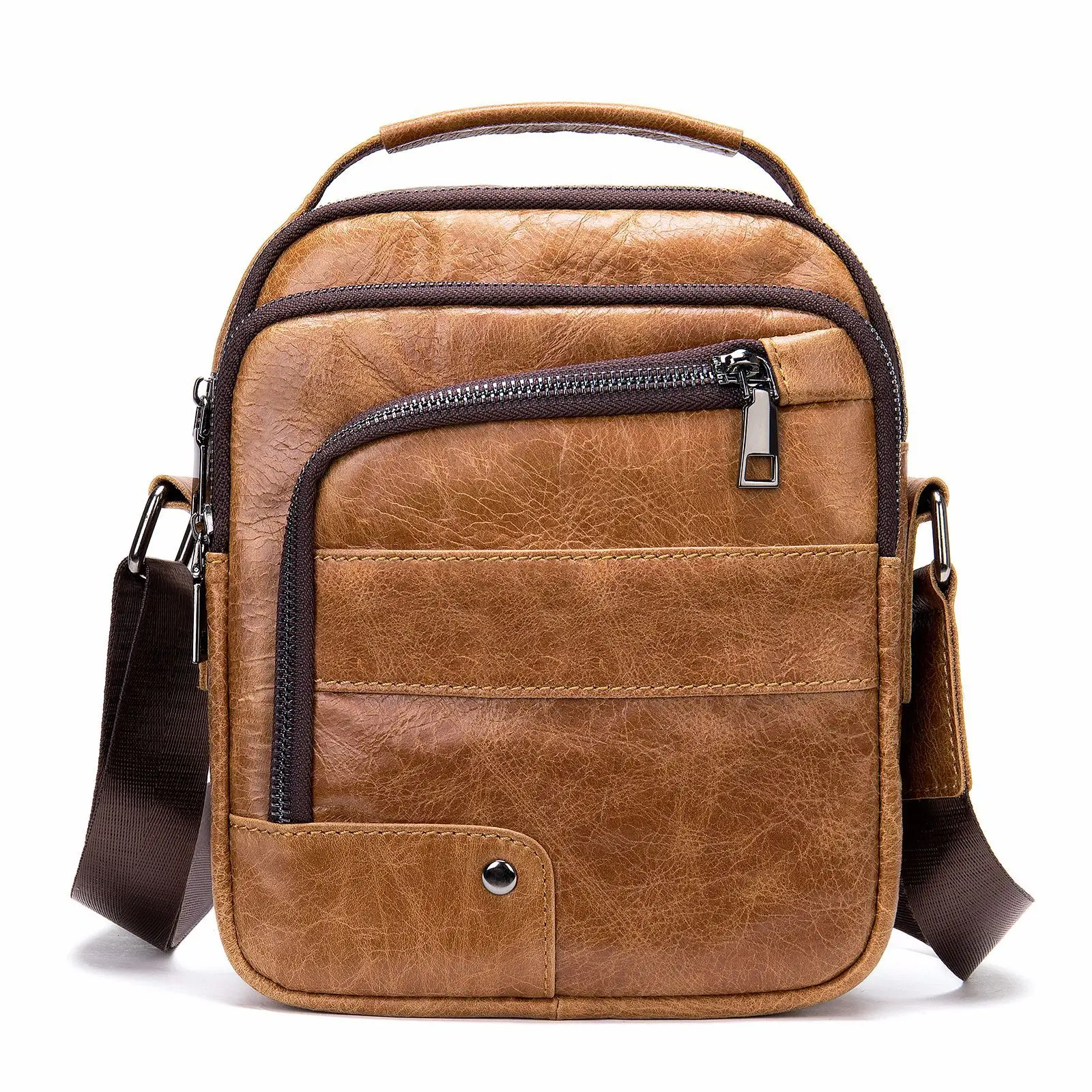 

ABQP Geniune Leather Male Fashion Casual Tote Messenger Mochila Bag Design Satchel Crossbody Shoulder Bag Tablet Pouch