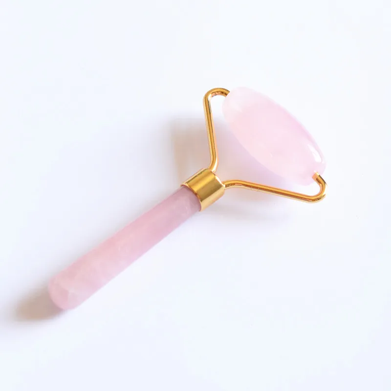 

Pink Crystal Jade Roller Face Thin Massager Stone Jade Natural Facial Singer Head Roller Beauty Slim Body Relaxation Lift Tool