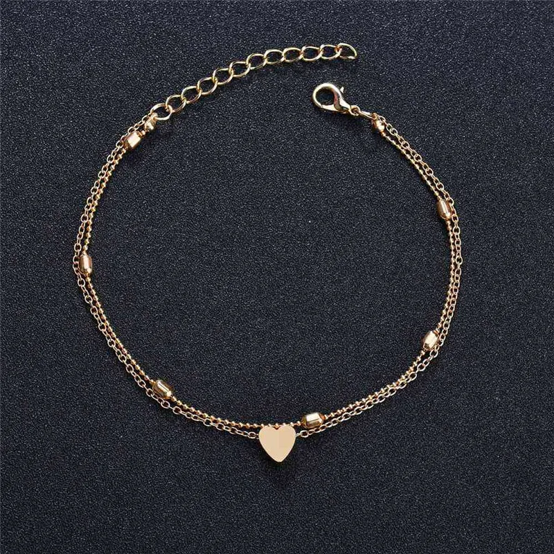 

New Fashion Simple Heart Female Anklets Foot Jewelry Leg Anklets On Foot Ankle Bracelets For Women Leg Chain Gifts