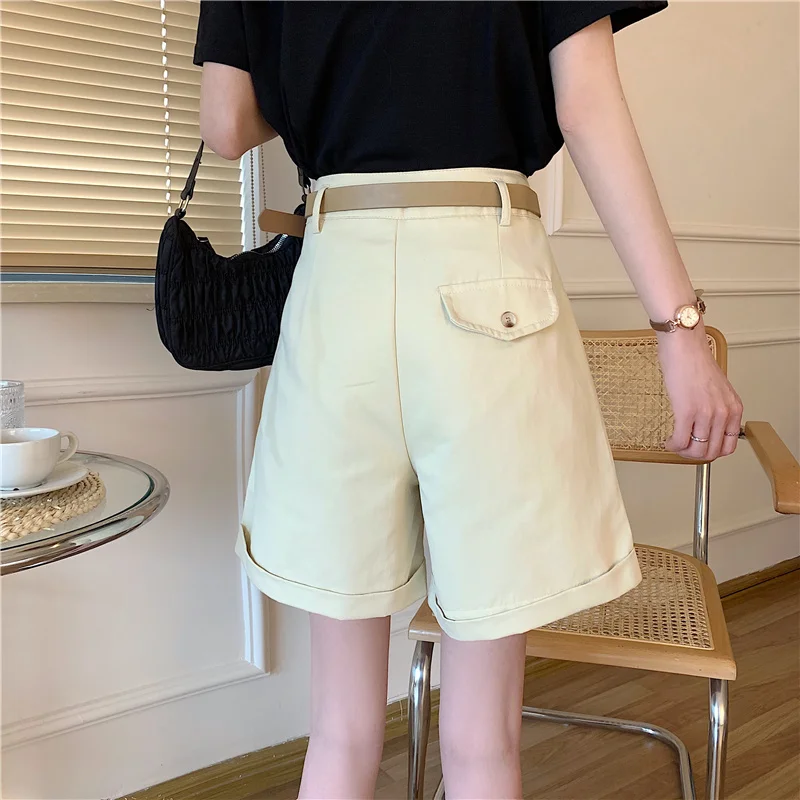 

2021 Spring Summer New Women's Casual Loose Denim Shorts Fashion High Waist Wide Leg Shorts Female Bottoms