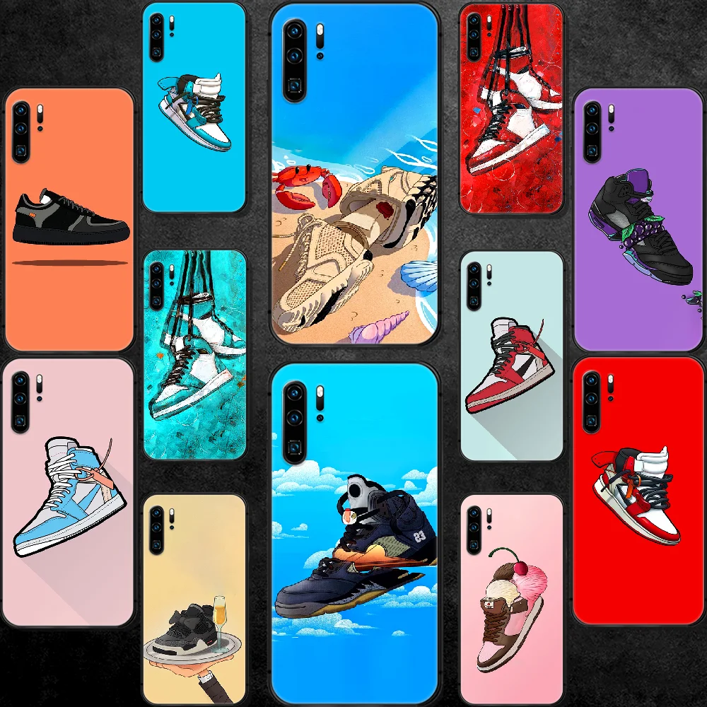 

Trend Brand Shoe Sneakers Phone Case For Huawei P Mate 10 20 30 40 Pro Lite Smart 2019 2021 black Hoesjes Fashion Funda Trend