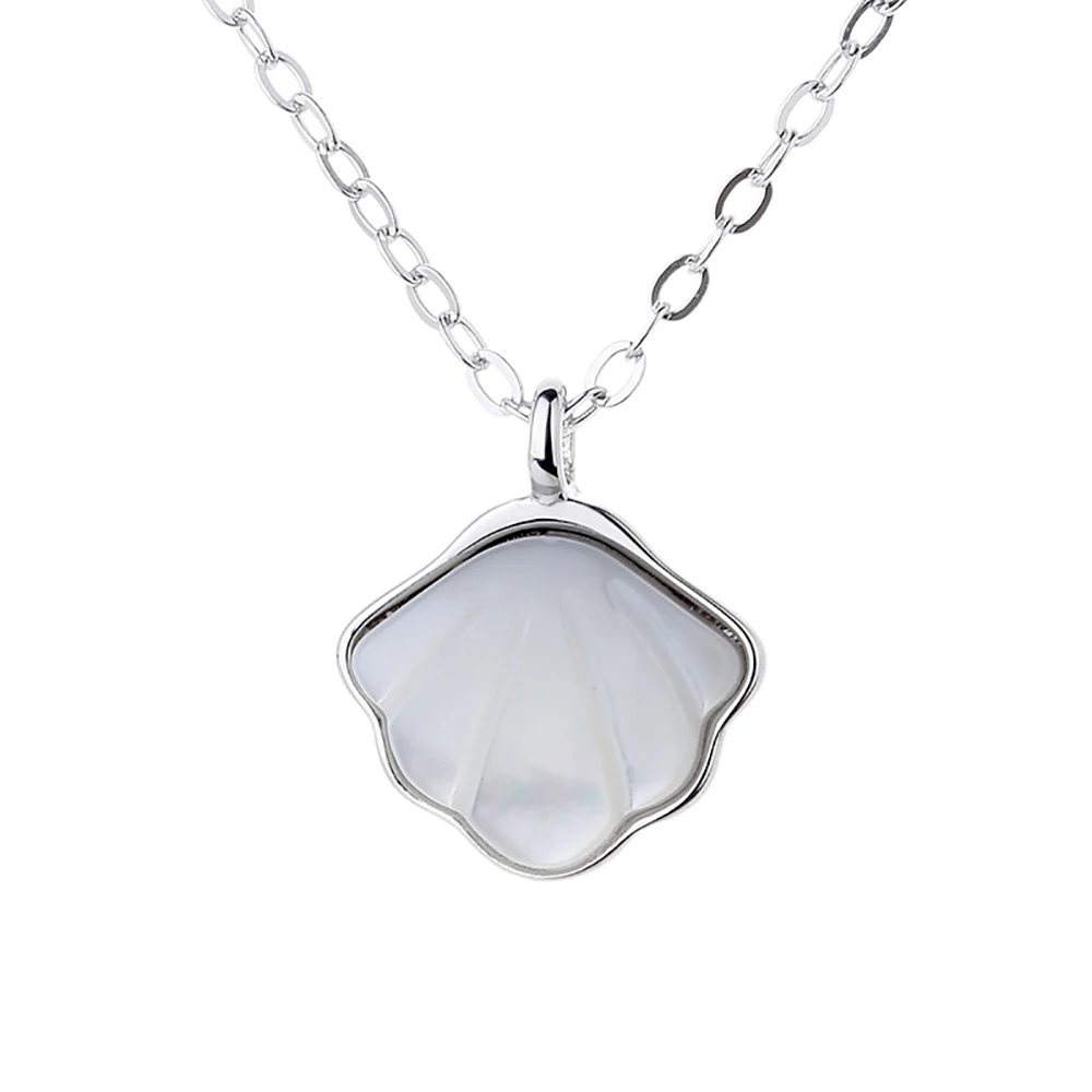 

Shell Pendant Necklace S925 Sterling Silver White Fritillary Clavicle Chain Fashion Necklace for Women Elegant Jewelry Gift