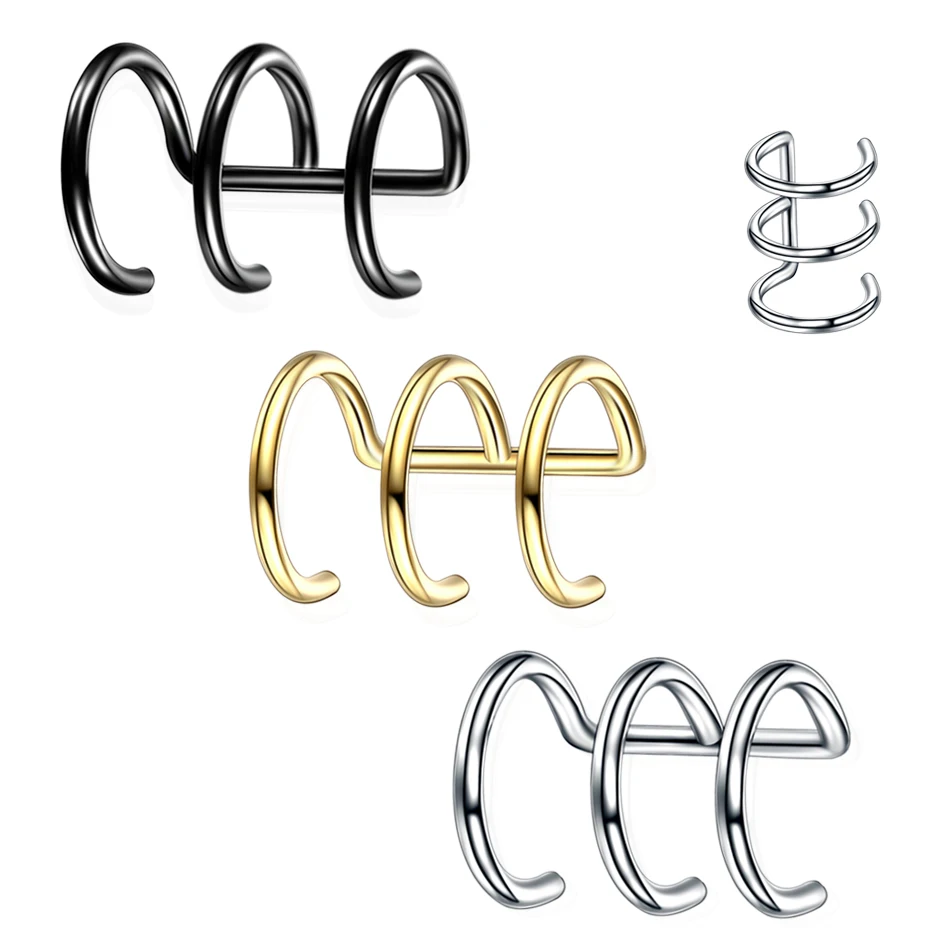 

2020 1Pc Punk Stainless Steel Ear Clip Fake Earring Cuff Wrap Earrings No piercing-Clip for Man/Women Fake Cartilage Wrap Jewelr