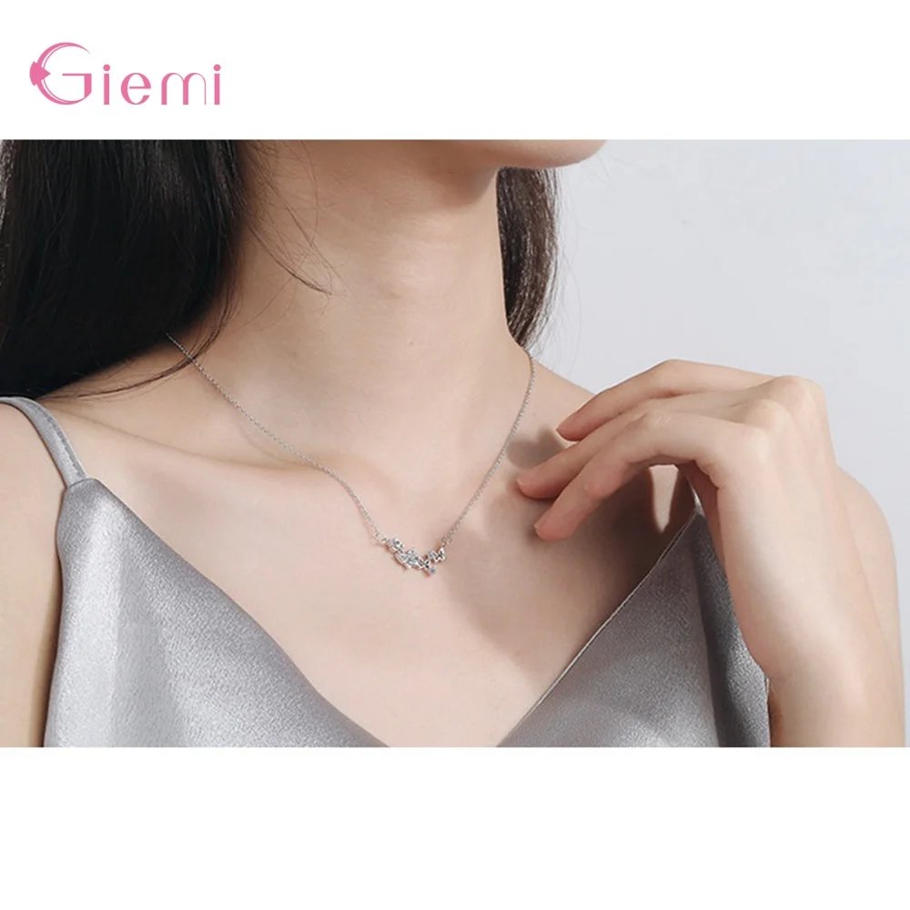 

Drop Shipping Genuine 925 Sterling Silver Charm Necklace For Women Super Lovely Female Fashion Jewelry For Dance Party Dating