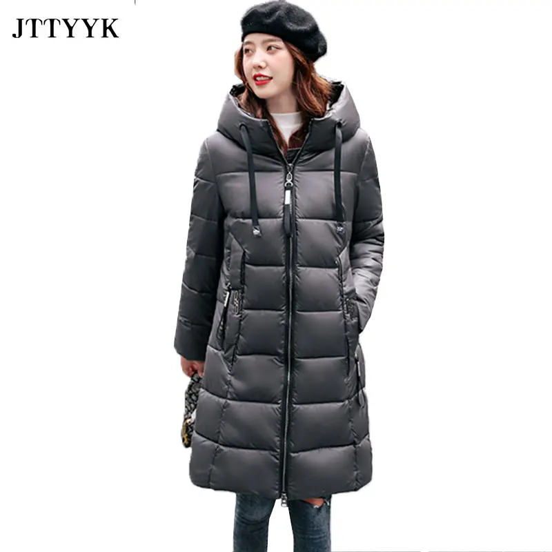 

2022 Women Winter Puffer Jacket Warm Hooded Female Coat Loose Medium Length Parka Woman Plus Size Korean Outerwear Snow Coats