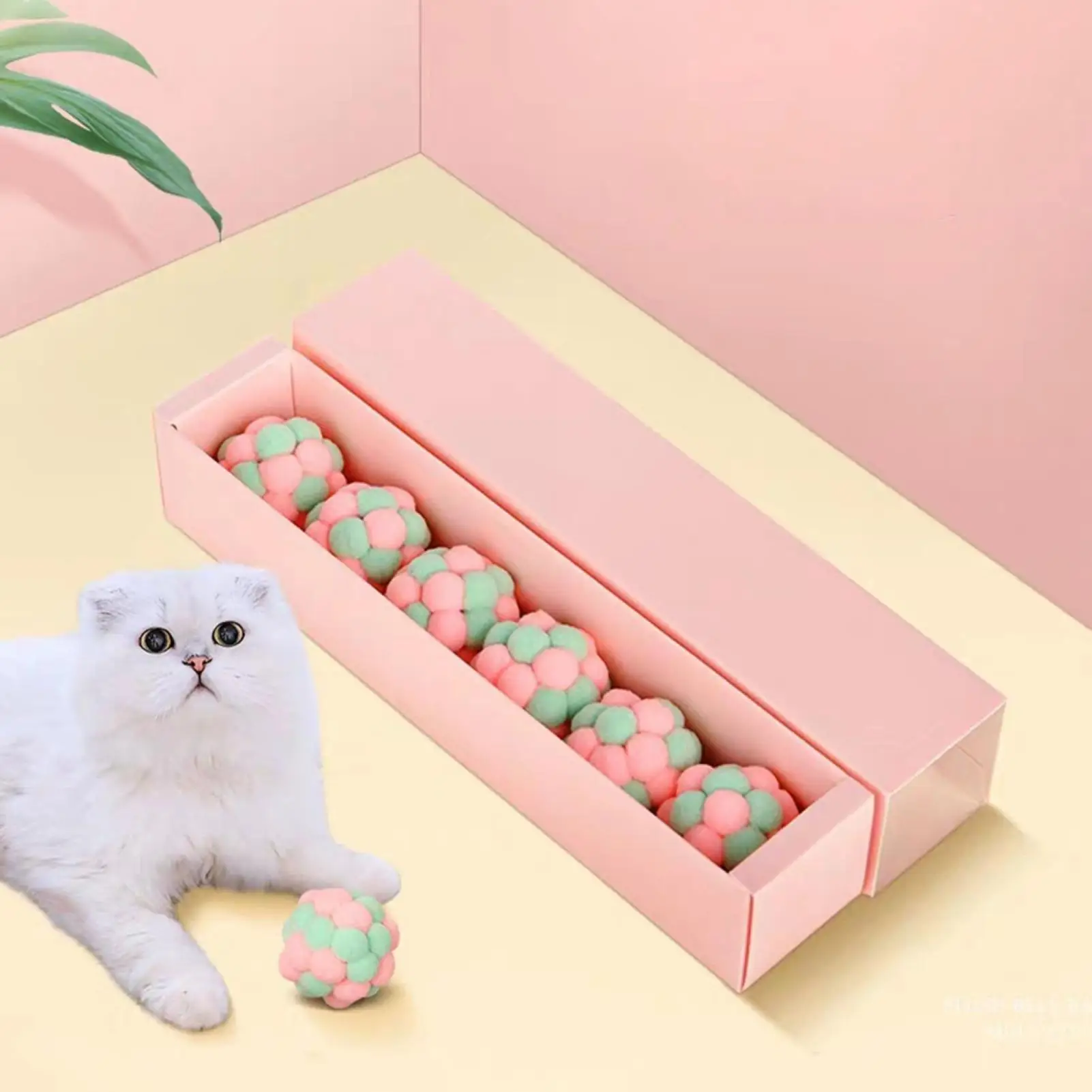 

6Pcs Plush Bell Pom-pom Balls Interactive Playing Chewing Training Toys for Cats Kitten