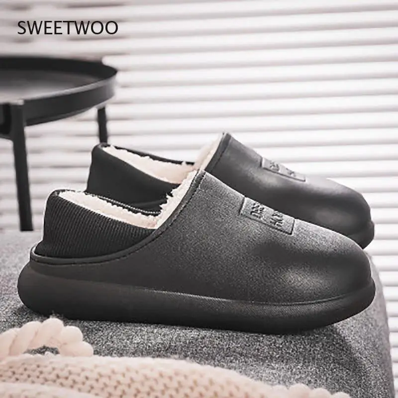

Women Winter Warm Cotton Slippersthick Bottom Plus Velvet Anti-Slip Loafer Home Shoes Woman Waterproof Couple Slipper Shoe