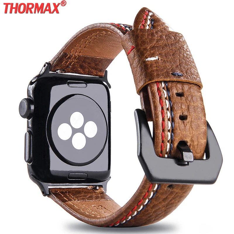 Браслет из натуральной кожи для Apple Watch 4 40 44 мм серия 5 3 2 сменный ремешок iwatch 38 42