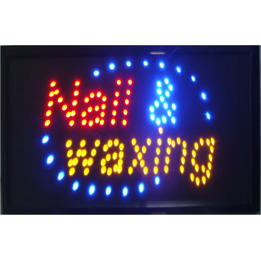 

Светодиодные бизнес-знаки для ногтей и воском, 10x19 дюймов, ультра яркие беговые светодиодные знаки для магазина восковых ногтей