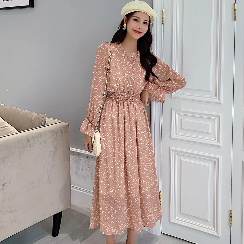 Шифоновые вечерние платья трапециевидной формы Для женщин длинный рукав