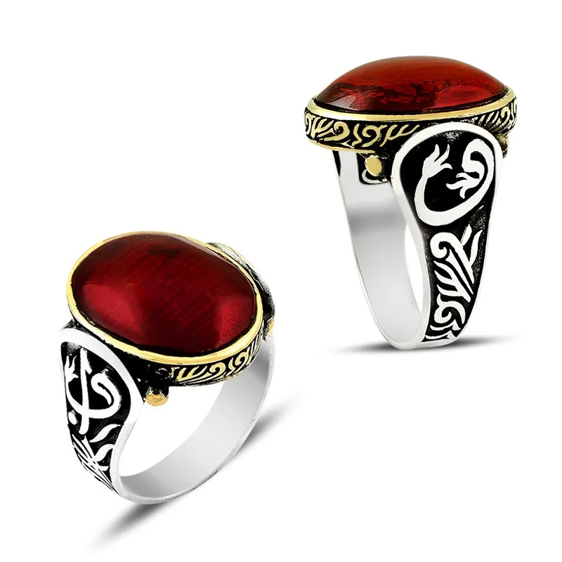 925 Silver Handcraft Waav Men Rings for Daily Ring Amber Ring