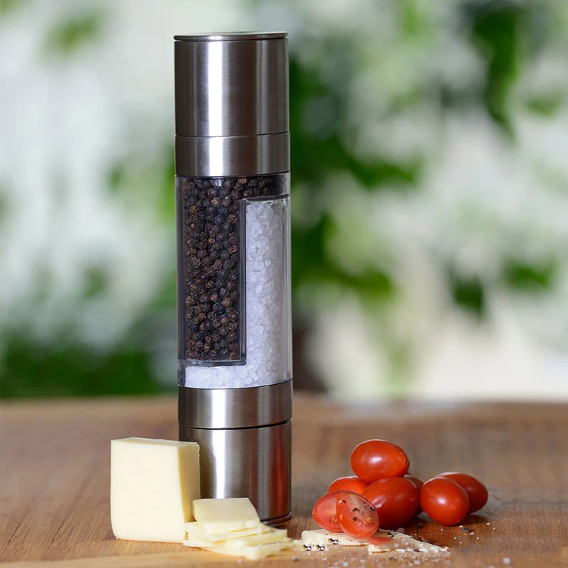 

Hot Sale Stainless Steel 2 In 1 Manual Pepper Salt Spice Mill Grinder Seasoning Kitchen Tools Grinding For Cooking Restaurants