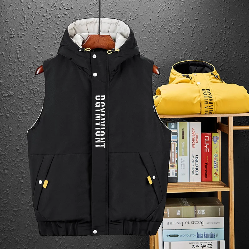 

Men Plus Size 7xl 8xl 9xl Men's Winter Hooded Vest Casual Mens Puffer Warm Sleeveless Jacket Coats Male Thicken Waistcoat Vests