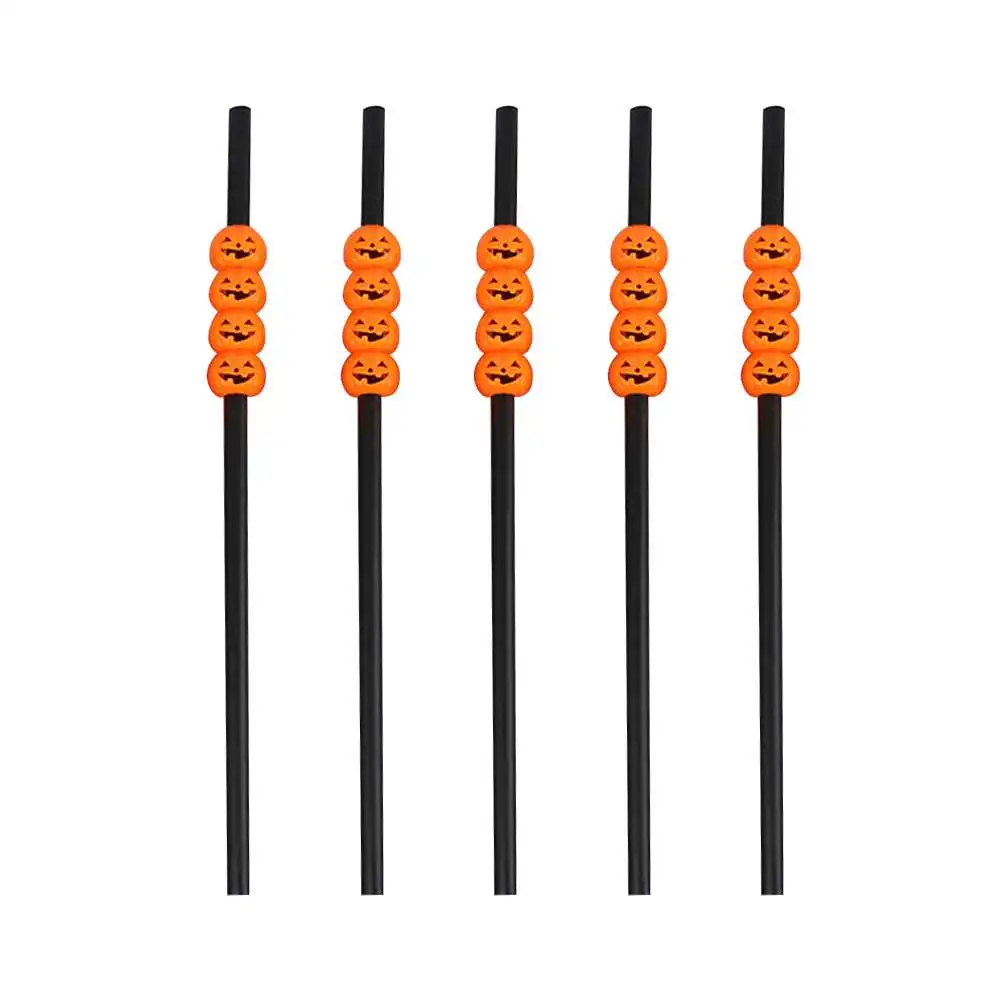 

30pcs Halloween Plastic Straws Pumpkin Straws Halloween Pumpkin Straw Ghost Straws Decoration Straws Drinking Tool