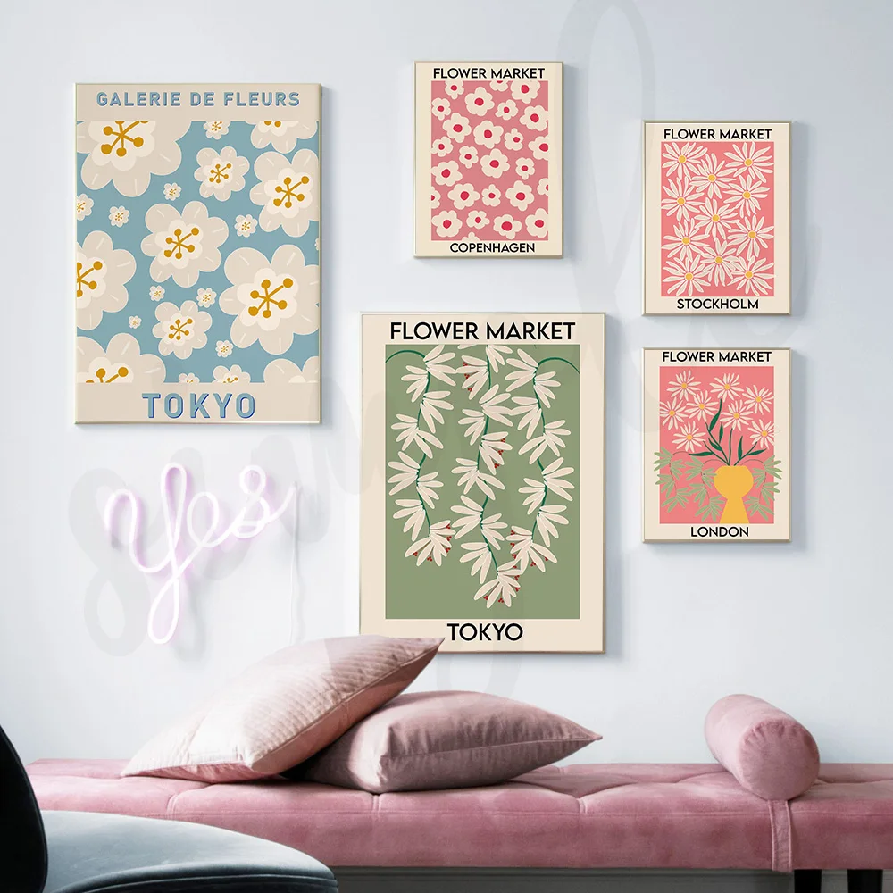 Цветочный рынок настенная живопись на холсте Лондонский Токийский цветочный