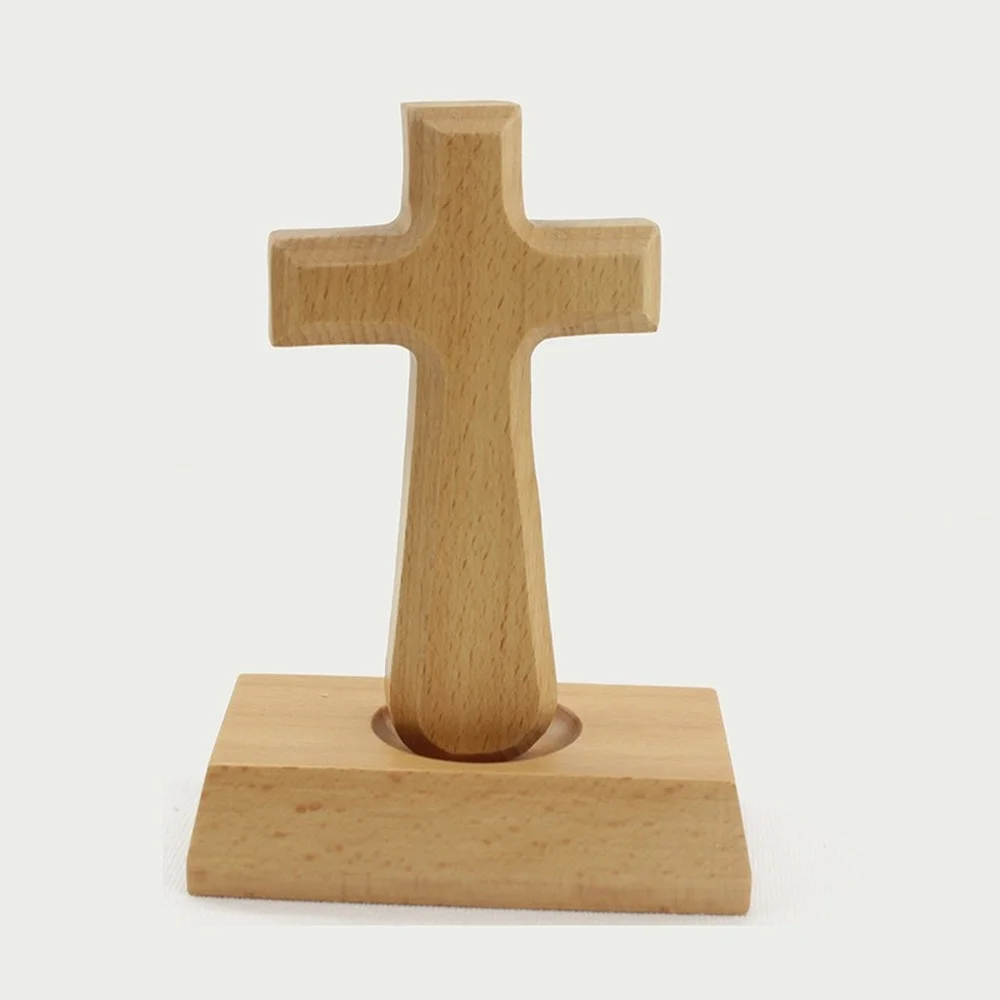 

Modern Simple European-style Cross Ornaments Solid Wood Christian Catholic Cross Home Decoration Accessories for Living Room