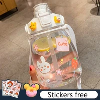 1200ml straw plastic water bottle bpa free outdoor transparent juice drinking cup suitable for adult children