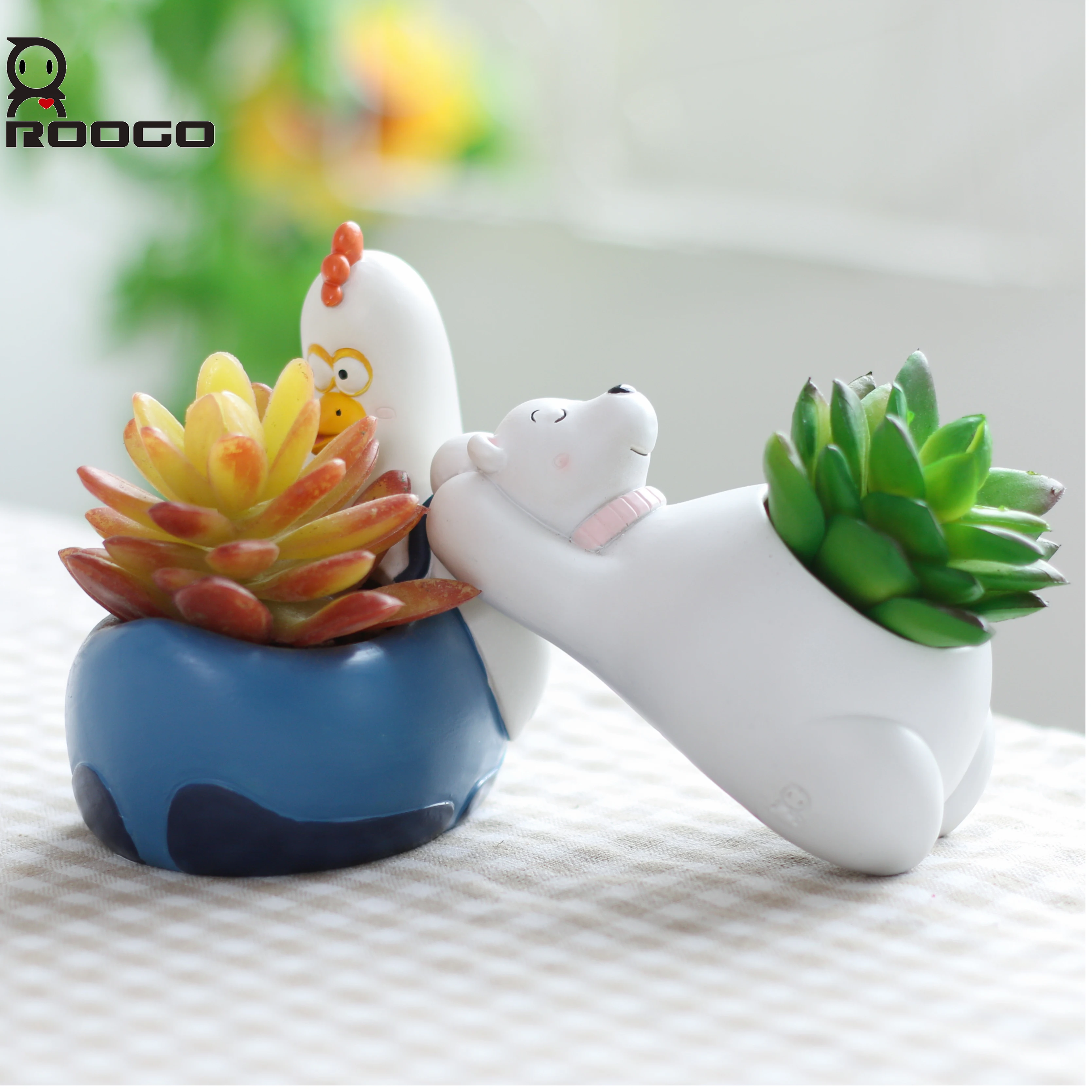 ROOGO 6 видов конструкций современный мультфильм сочные Плантатор Горшок Смолы