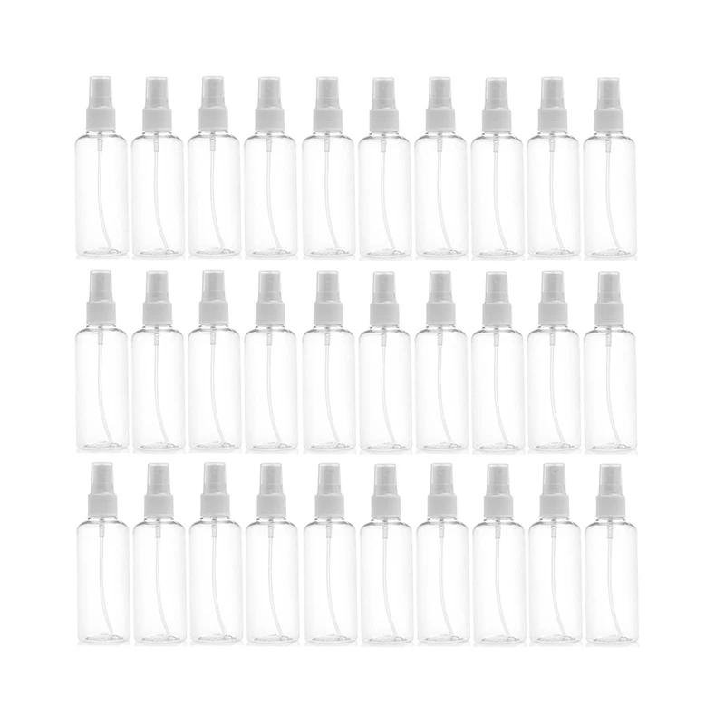 

30Pcs Transparent Empty Spray Bottles 100Ml Plastic Mini Refillable Container Empty Cosmetic Containers