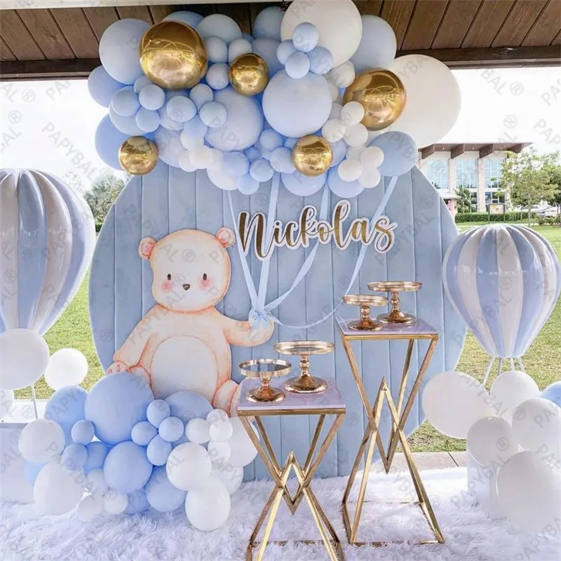 Kit de guirnalda de arco de Globo Azul Macaron para Baby Shower, Globos de fiesta de cumplea&ntilde;os para ni&ntilde;os, decoraci&oacute;n de Globos de boda, 106 piezas-0