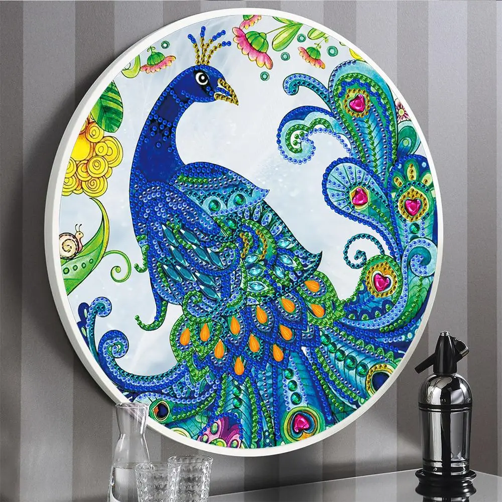 

Partial Design Special Drop Shape Diy Diamond Mosaic Peacock Tassel Diamond Painting Gift For Friends Wall Decoration YKH64