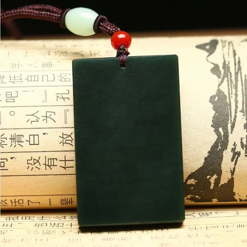 

Xinjiang Hetian Jade Blank Pendant Necklace Jade Peace Safety Lucky Amulet Necklace With Chain For Men Women Gift Drop Shipping