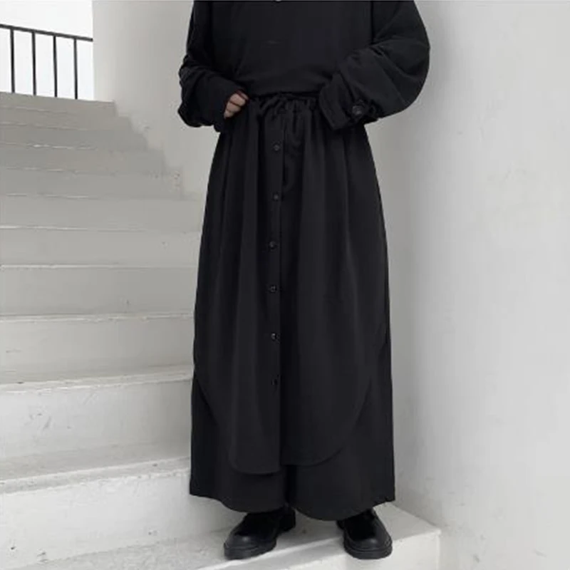 

Men Japan Street Fashion Casual Straight Skirt Pant Male Fashion Hip Hop Loose Harem Trousers Kimono Pant Stage Clothes