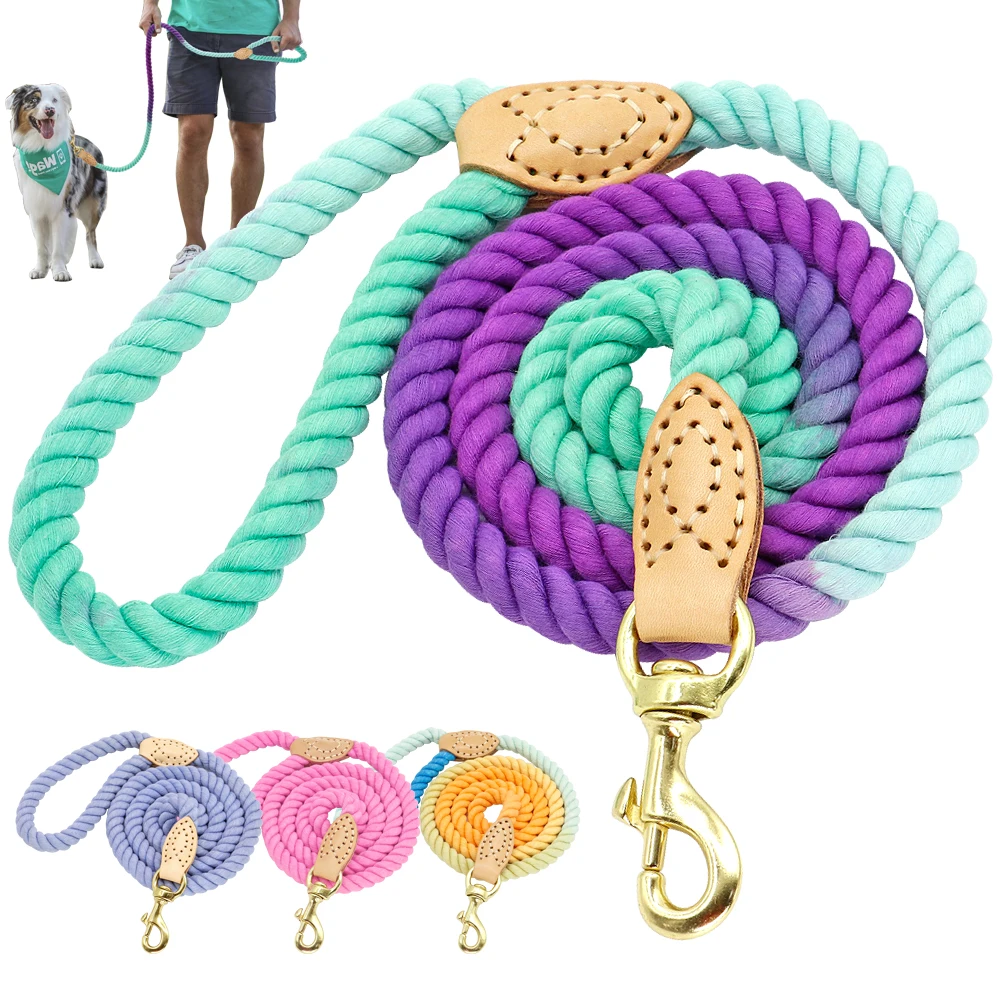 

150cm Colorful Pet Long Leashes Belt Dog Leash Round Cotton Dogs Lead Rope Outdoor Dog Walking Training Leads Ropes Pet Supplies