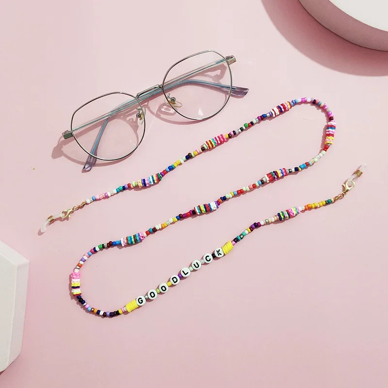 

Bohemian Color Love Bead Sunglasses Chain Blessing Soft Clay Sunglasses Lanyard Necklace Straps Women Jewelry Make Wish Gift