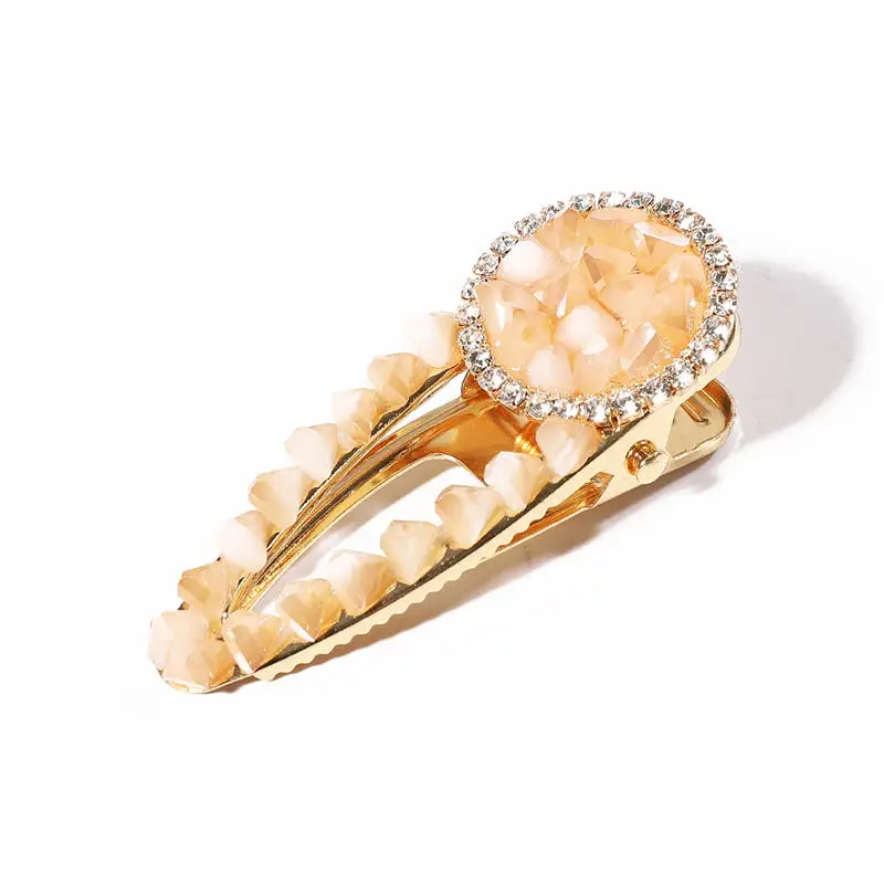 Light Brown2.5x6.5cm Новые Модные цветные заколки для волос с кроликом цветком и кристаллами, клипсы Утконос, аксессуары для укладки волос - Цвет: Light Brown2.5x6.5cm