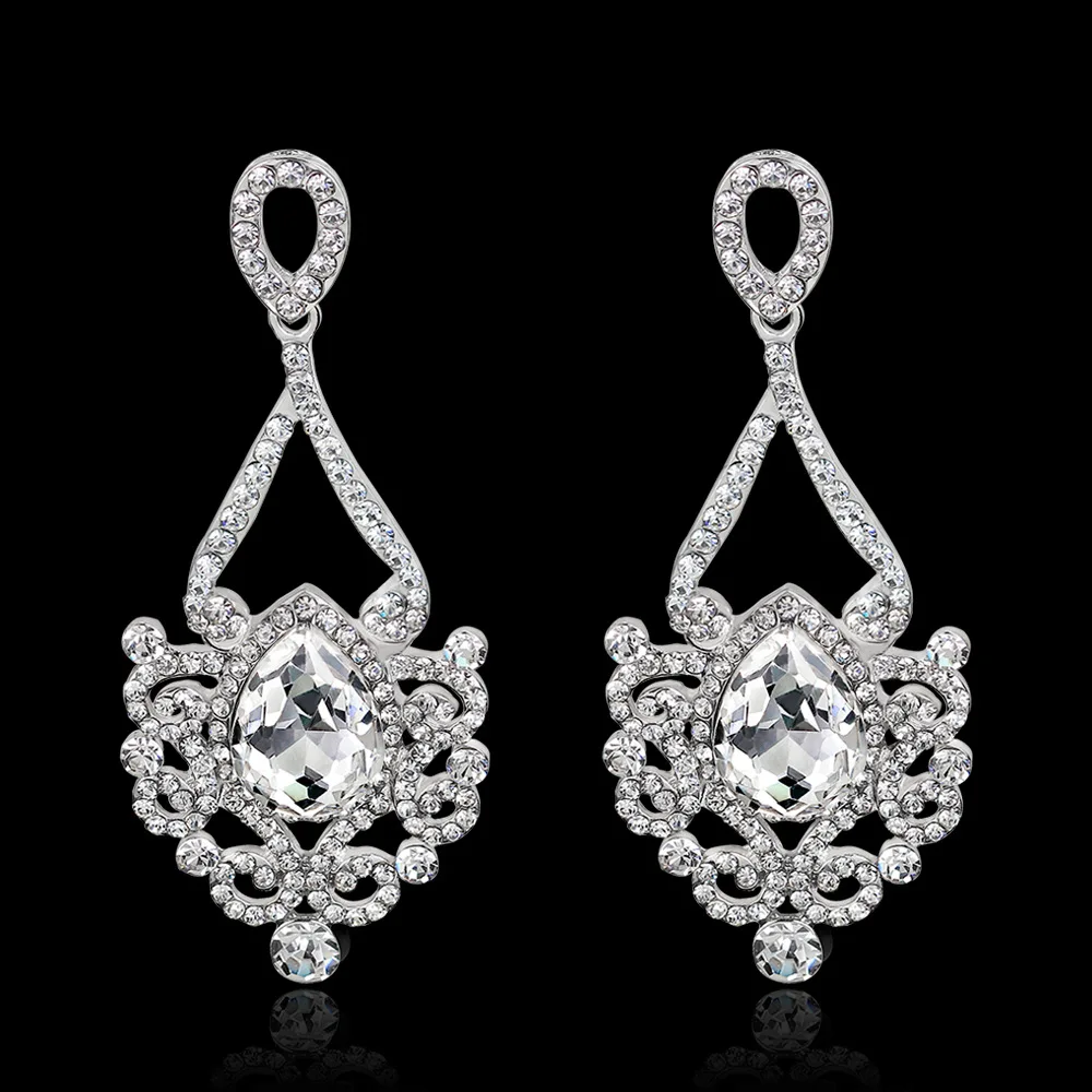 Модные Роскошные винтажные Резные Стразы с кристаллами в форме капли воды серьги