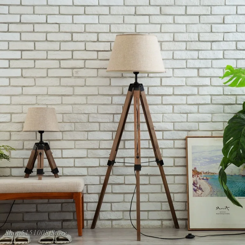 

Nordic tripot Floor Lamps Wood Fabric Lampshade Tripod Standing Lamp for modern Living Room Bedroom Home decor Lighting fixtures