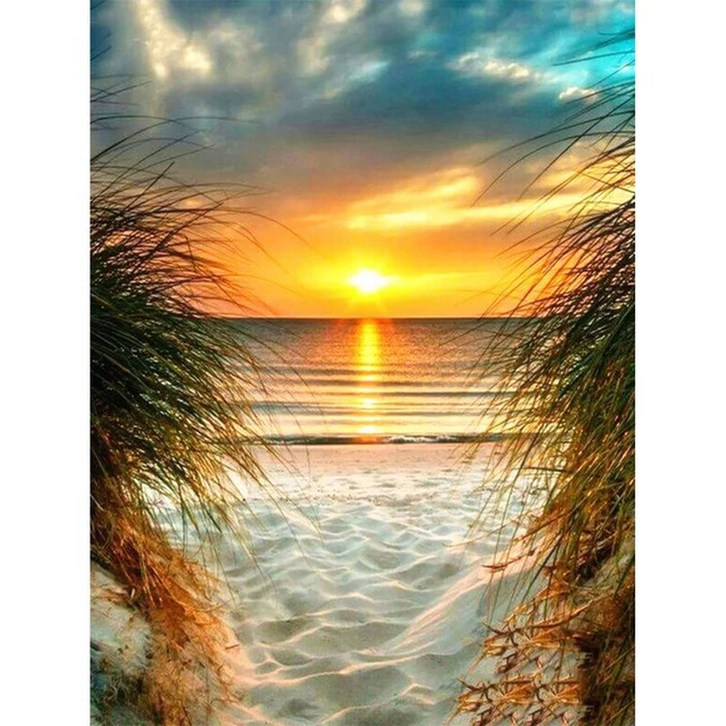 

5D DIY Diamond Painting Landscape Sunset Kit Full Drill Square Embroidery Mosaic Art Picture of Rhinestones Gift Home Decoration