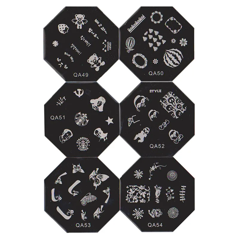 20 шт. штамповочная пластина с изображениями для нейл-арта Серия QA DIY шаблон