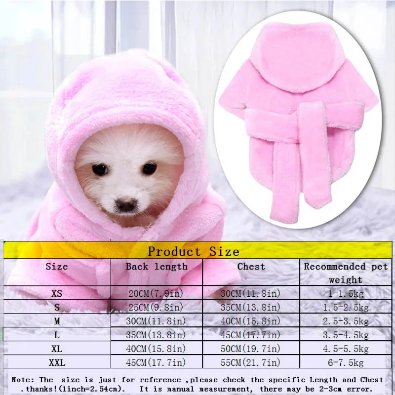 

Winter Pet Dog Bathrob Soft Flannel Puppy Chihuahua Pajamas Sleeping Clothes Dogs Bath Drying Towel Clothing Pets Accessories