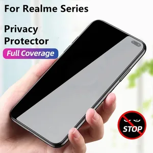 Privacy Screen Protectors for Realme 8 7 6 Pro 5G C21 8i Anti-spy Tempered Glass for Realme X2 Pro C3 C11 C25S C21Y GT Narzo 30