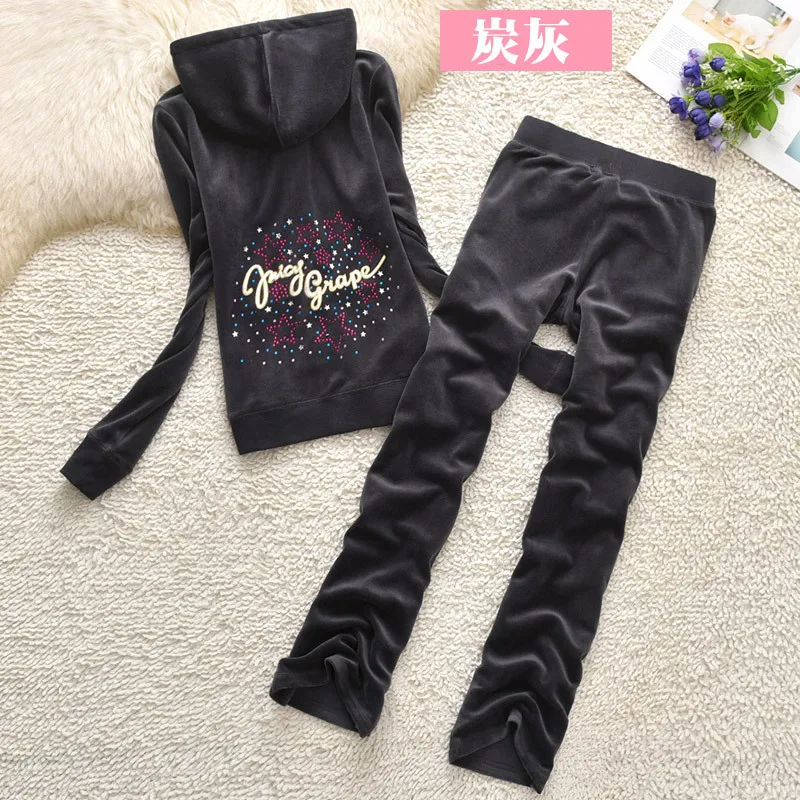 

Two Piece Set Sweatsuit Hoodies Long Sleeve Tops and Pants Fashion Pattern Velvet Women Tracksuit for Sport S-XXL