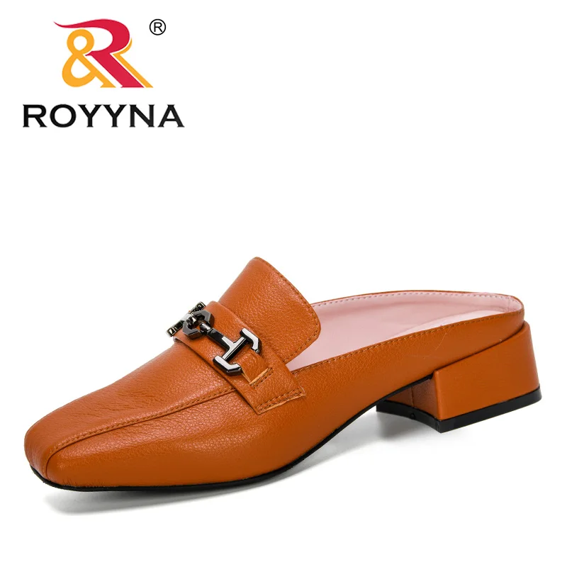 ROYYNA 2020 New Designers Popular Flat Shoes Fashion Mules Women Square Toe Slip On Sandalias Woman Slipper Summer Sandals Comfy | Обувь