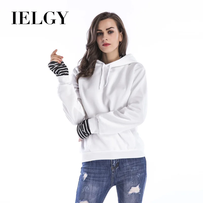 

IELGY Ladies Hoodie Sweatshirt Pullover Sleeve Casual Loose Plus Velvet
