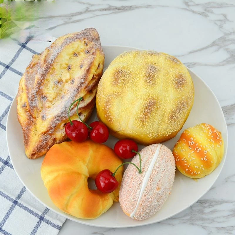 Simulaci&oacute;n de pan de juguete fragante, descompresi&oacute;n de alimentos, decoraci&oacute;n de frutas, muebles, modelo de pan falso, accesorios de rebote lento-3