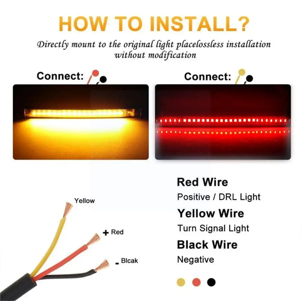 

Светодиодная ламсветильник для мотоцикла T8V7, стоп-сигнал, указатель поворота, сигнал заднего хода, Белый/янтарный цвет, полоса указателя по...