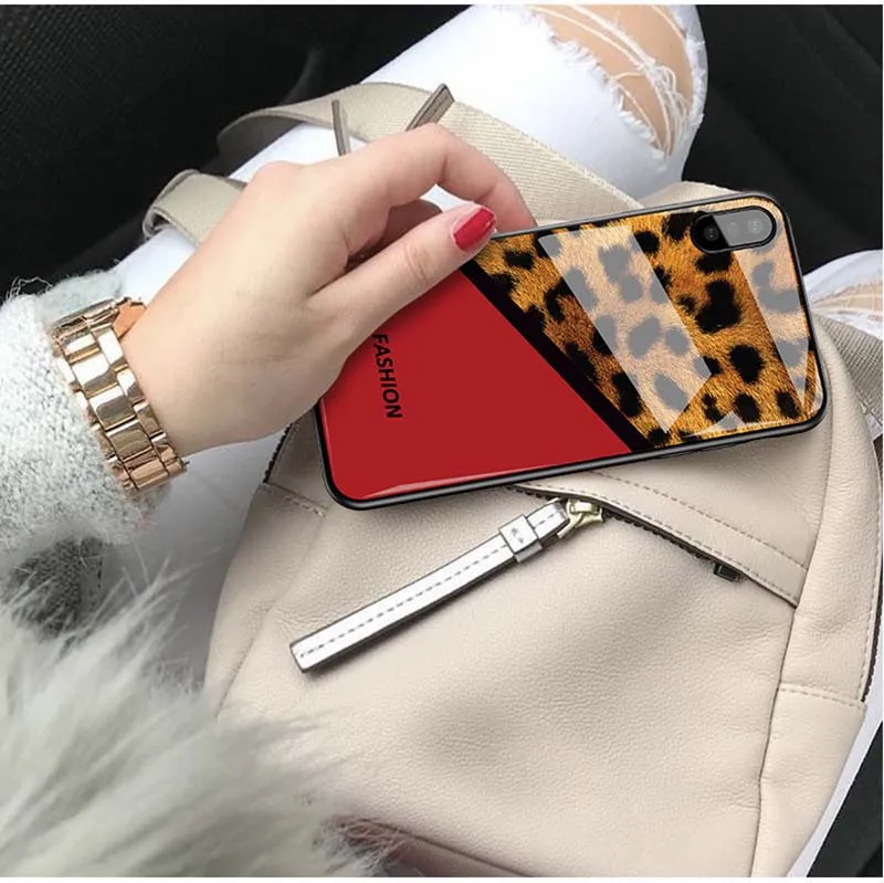 

New Leopard Print Case for Samsung Galaxy S10 S9 S8 Plus Glass Case Note9 Note10 Cover for Samsung Galaxy Note 10 Pro