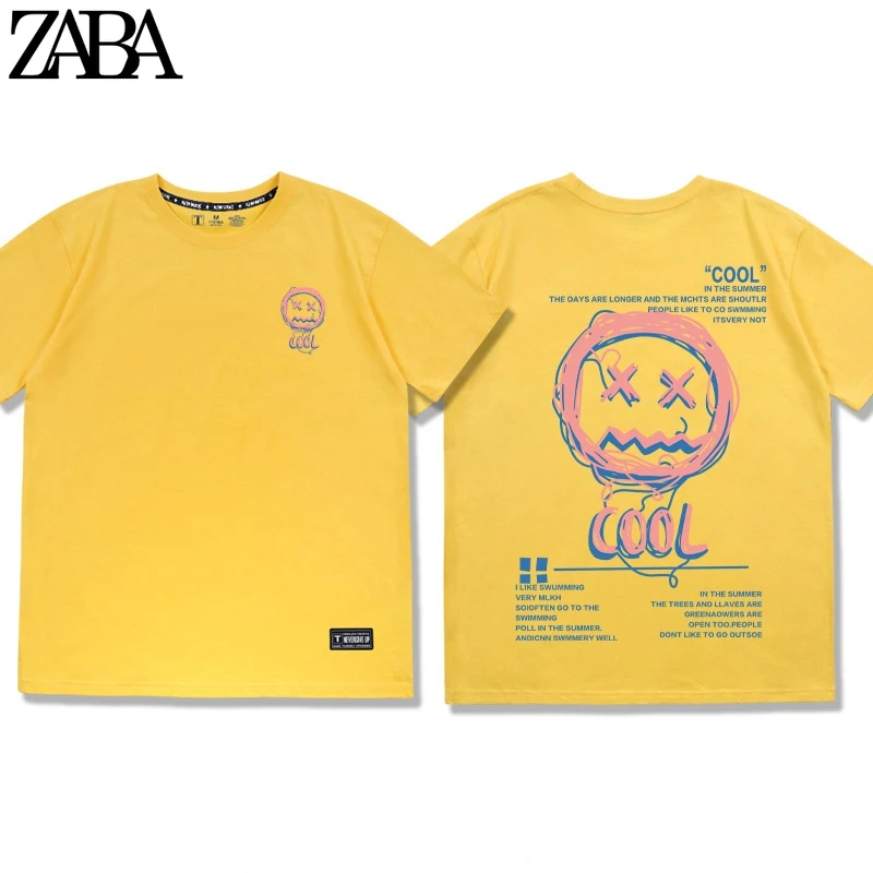 

ZABA 2021 New Popular Brand Short Sleeve Women Cartoons Tee Summer Hip Hop T-Shirt Chinese Style Lovers Print Oversized T-Shirt