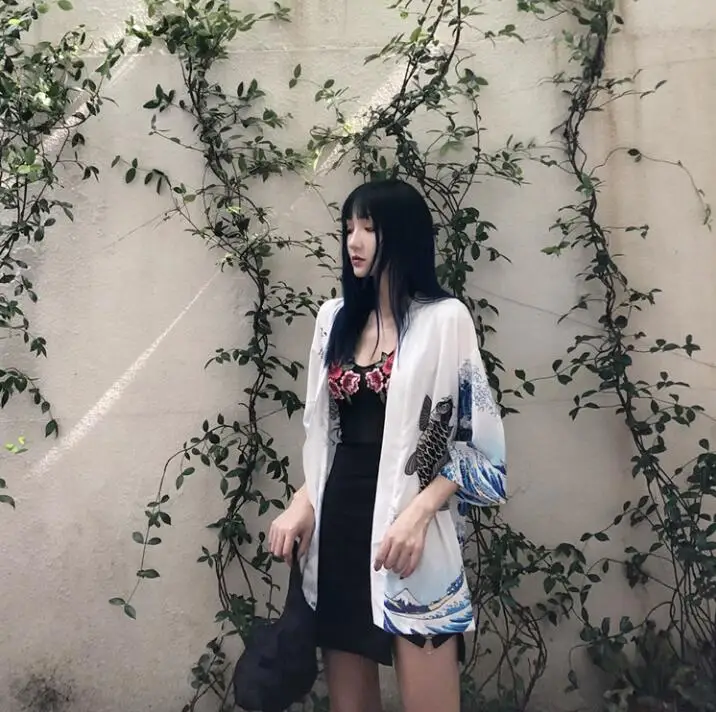 Весна Осень кимоно кардиган юката женщина мужчина Свободный Тонкий Студенческая