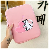 korea tiger 11 13 15inch sleeve case laptop tablet storage bag cotton ipad protection cover girl embroidery liner notebook pouch