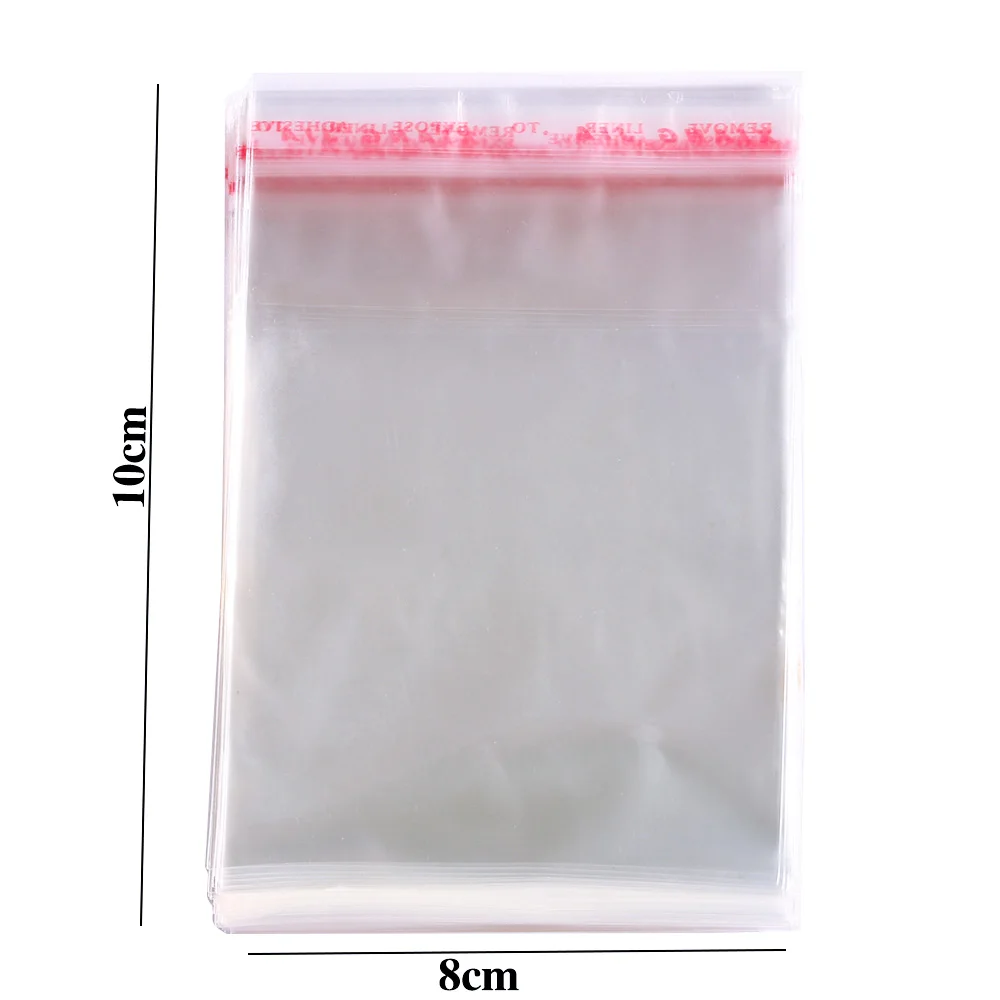 100 Pcs 8cmx12cm Thick Clear Self Adhesive Cellophane Bags Small Sealing Packing Storage Bag Resealable OPP | Украшения и