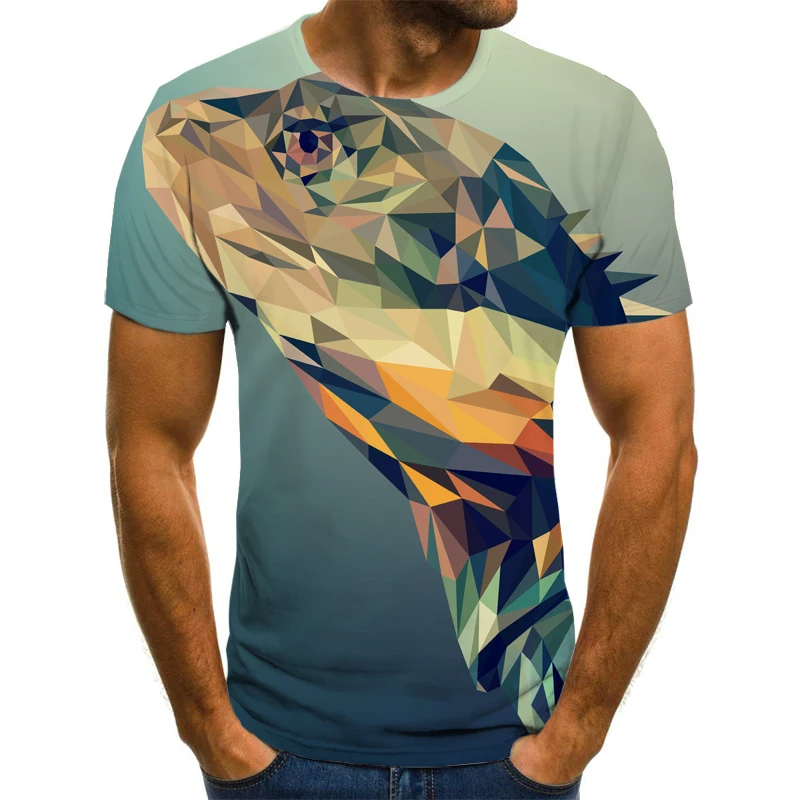 

New summer round neck T-shirt 3D printing polyester trendy men's colorful fashion short-sleeved large size XXS-6XL
