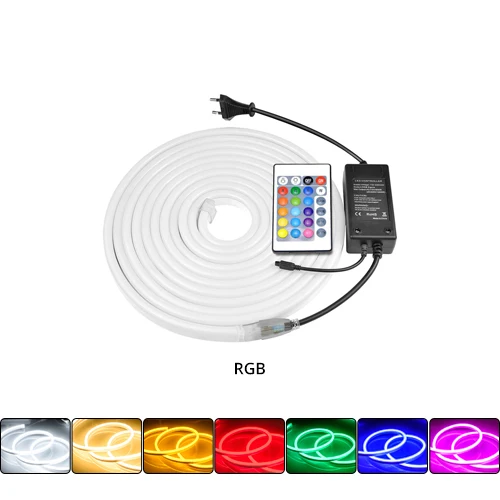 RGB EeeToo гибкий светодиодный ночной Светильник неон полосы светильник s 220V SMD2835 120 светодиодный/M Фея светильник ing с Мощность Plug ночника полосы светодиодный - Испускаемый цвет: RGB