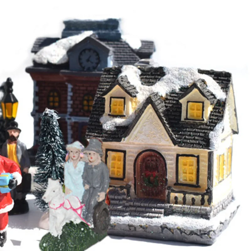 

10pcs Mini House Toys Christmas Decors Santa Claus Set Gifts Village Houses Town Toys Birthday Christmas Gifts For Friends