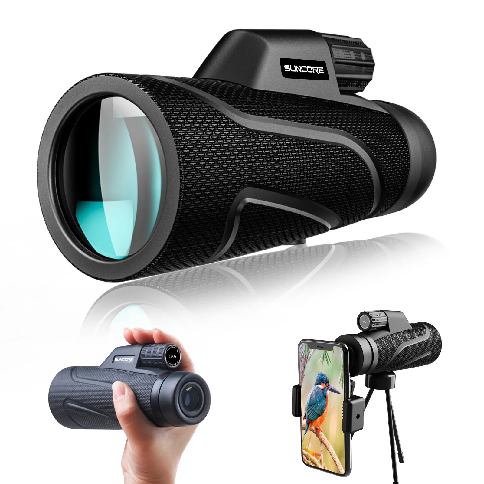 

SUNCORE 12x42 Monocular Portable Telescope HD BAK4 Prism Multilayer Coating Outdoor Hiking Bird Watching